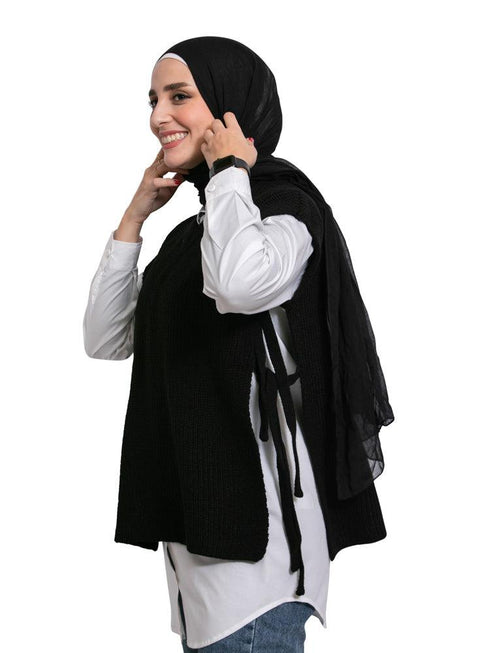 Black Cut Pelt Pullover - Khotwh